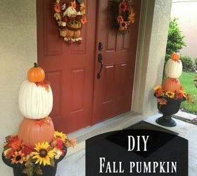elegant diy fall pumpkin topiary, crafts, seasonal holiday decor, Fall decorating with pumpkin topiaries