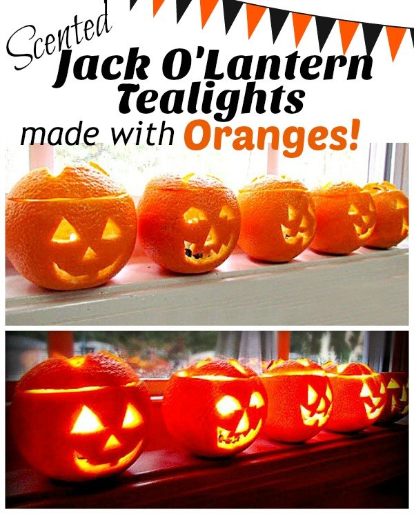 easy scented jack o lantern tea lights, crafts, halloween decorations, home decor, seasonal holiday decor