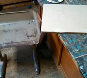 old school desk gets a vibrant splatter makeover, chalk paint, crafts, painted furniture, repurposing upcycling