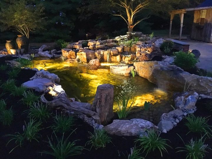 amazing outdoor living display, concrete masonry, landscape, lighting, outdoor living, ponds water features, woodworking projects