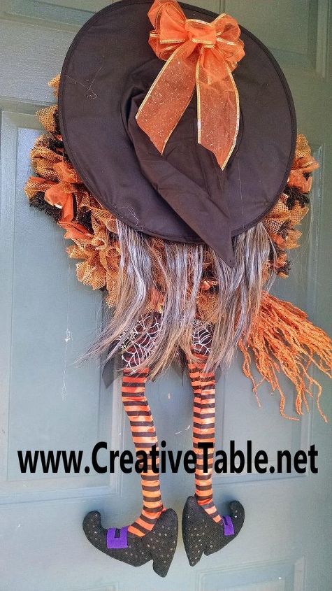 create your own spooky halloween witch wreath with deco mesh, crafts, halloween decorations, seasonal holiday decor, wreaths