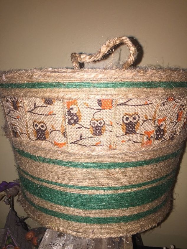 from old lampshade to cute fall basket , crafts, Finished basket
