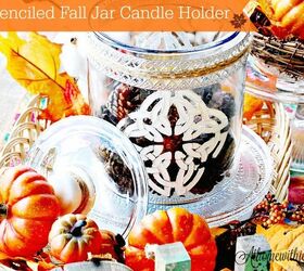 DIY Stenciled Fall Jar Candle Holder