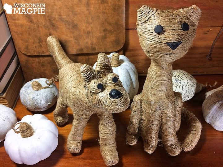twine covered dog, crafts, home decor