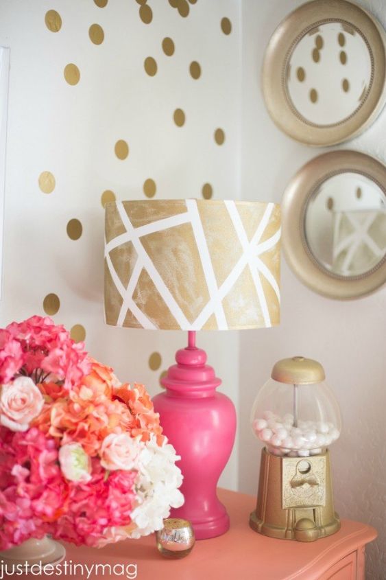 s 13 ways you never thought of using painter s tape in your home, home decor, painting, Upgrade a boring lampshade into chic decor