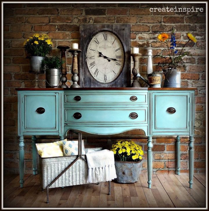 antique bow front buffet, repurposing upcycling