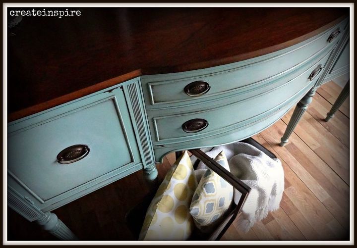 antique bow front buffet, repurposing upcycling