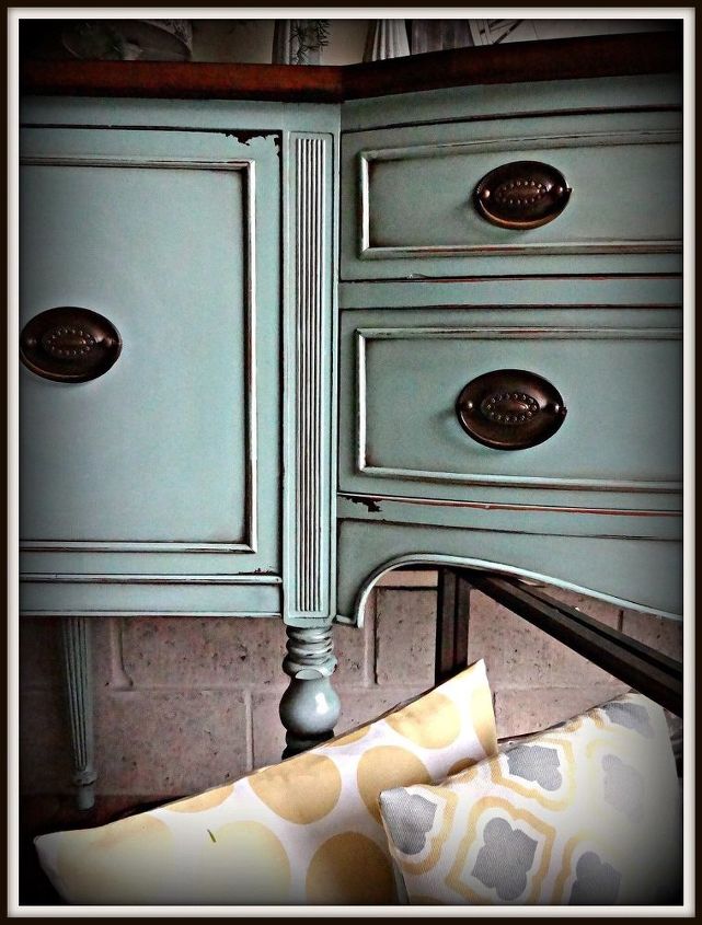 antique bow front buffet, repurposing upcycling