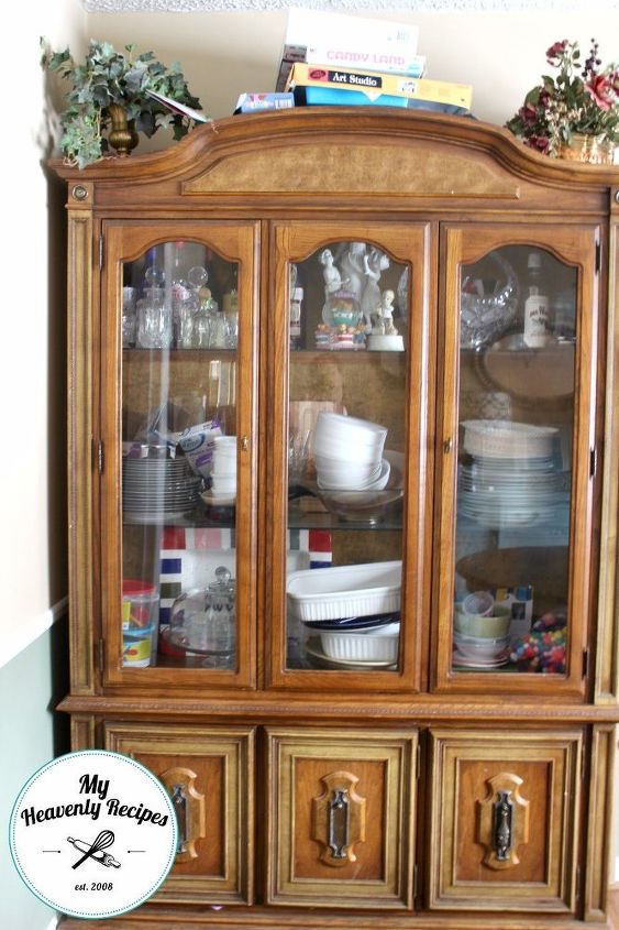 china hutch makeover with chalk paint and decoupage paper, chalk paint, painted furniture, painting, rustic furniture
