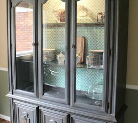 china hutch makeover with chalk paint and decoupage paper, chalk paint, painted furniture, painting, rustic furniture