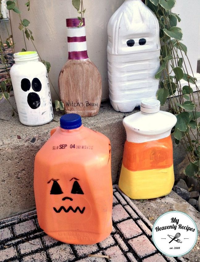 recycables turned halloween decorations, crafts