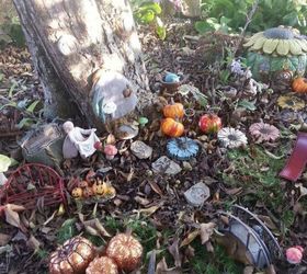 make your neighbors giggle with these 9 halloween fairy garden ideas, Use outdoor leaves for a fall themed garden