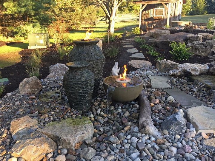 custom fire fountains, ponds water features