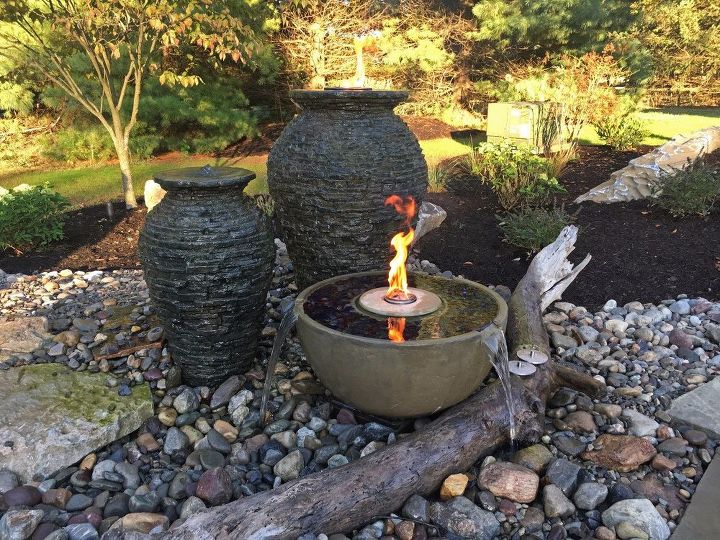 custom fire fountains, ponds water features
