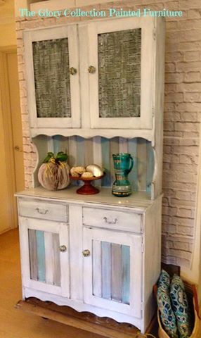 beachy keen make over with painted 70 textured glass, chalk paint, painted furniture