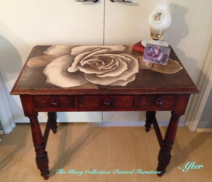 tough weekend produces a stunning stained table, painted furniture
