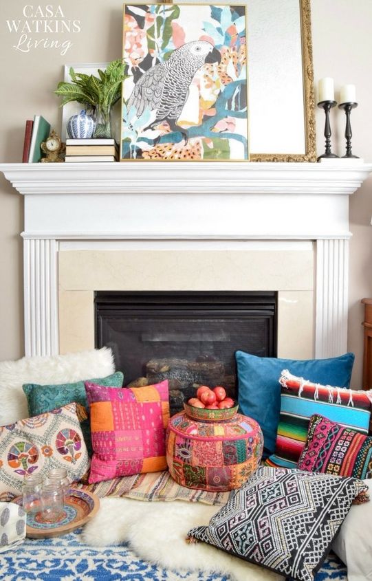 creating a cozy global eclectic fall hearth, fireplaces mantels, home decor