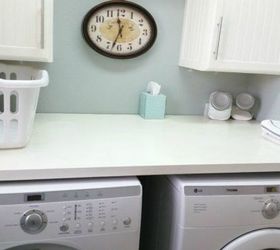 s 10 space saving hacks for your small laundry room, laundry rooms, Put a shelf on top of your machines