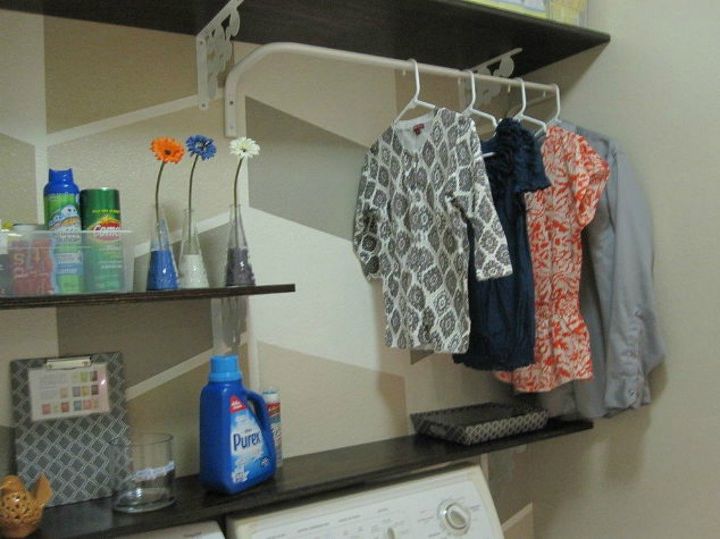 s 10 space saving hacks for your small laundry room, laundry rooms, Hang a rod on one side