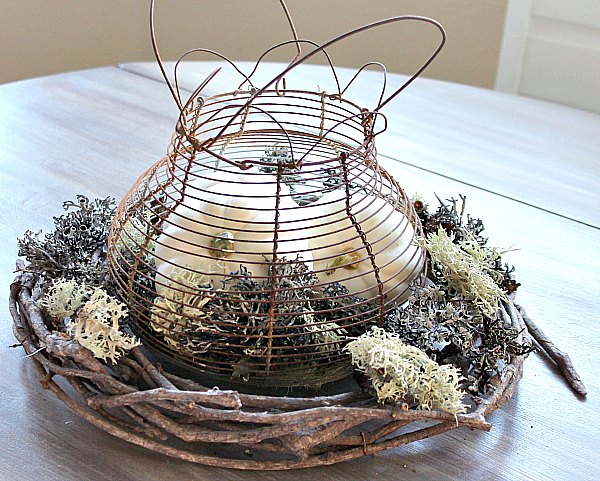 fall farmhouse vintage wire egg basket centerpiece, crafts, seasonal holiday decor