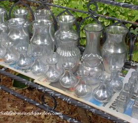glam up your glassware a diy post our fairfield home garden, crafts, flowers, home decor, Faux Mercury Glass dries outside