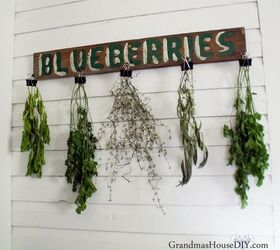 Herb Drying Rack Utilizing an Old Sign and Office Binder Clips!