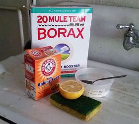 quick n easy non toxic diy cleaner to make your faucet sparkle, Lemon baking soda borax is all you need