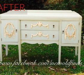 s 9 expensive looking furniture flips using cheap appliques, painted furniture, After A gorgeous vintage buffet