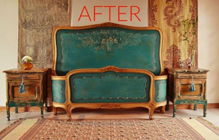 s 9 expensive looking furniture flips using cheap appliques, painted furniture, After A color infused breathtaking bed set
