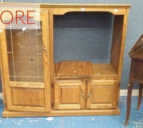 s 9 expensive looking furniture flips using cheap appliques, painted furniture, Before An unhinged entertainment center