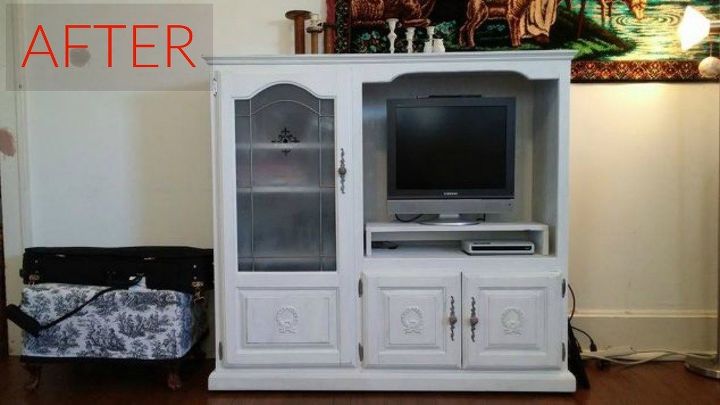 s 9 expensive looking furniture flips using cheap appliques, painted furniture, After A chic center that cleans up the room
