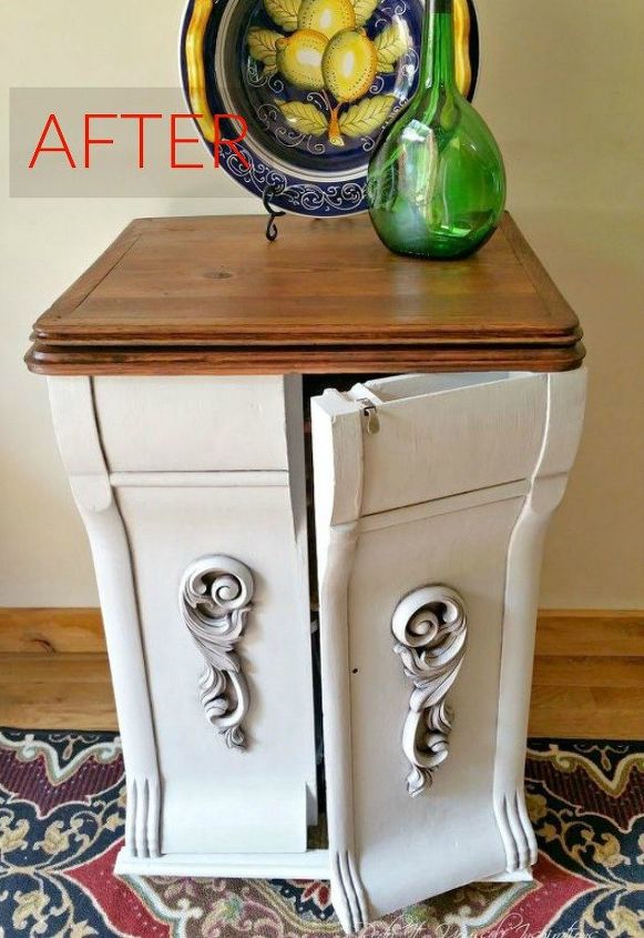 s 9 expensive looking furniture flips using cheap appliques, painted furniture, After An eye catching beverage center