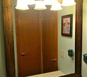 10 stunning ways to transform your bathroom mirror without removing it, Velcro wood pickets for an easy rustic frame