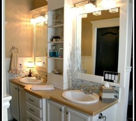 10 stunning ways to transform your bathroom mirror without removing it, Stick some shelves in between