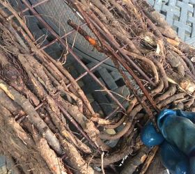 how to turn discarded junk and vines into a woven basket, crafts, gardening, how to, Finish weaving the bottom and tidy up