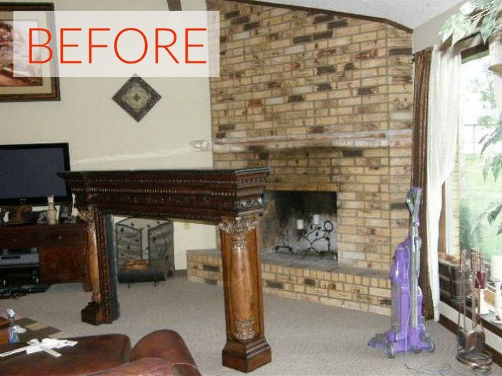 10 gorgeous ways to transform a brick fireplace without replacing it, The problem There s no mantel