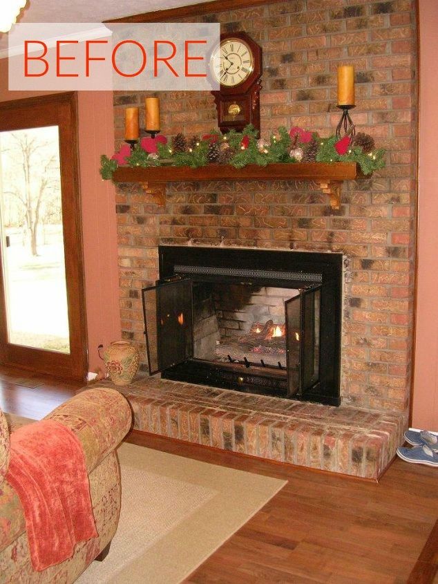 Transform A Brick Fireplace, Replacing Mantel On Brick Fireplace