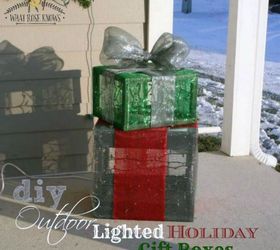 s pinch mesh into shapes for these beautiful holiday d cor ideas, home decor, Lighted holiday gift boxes