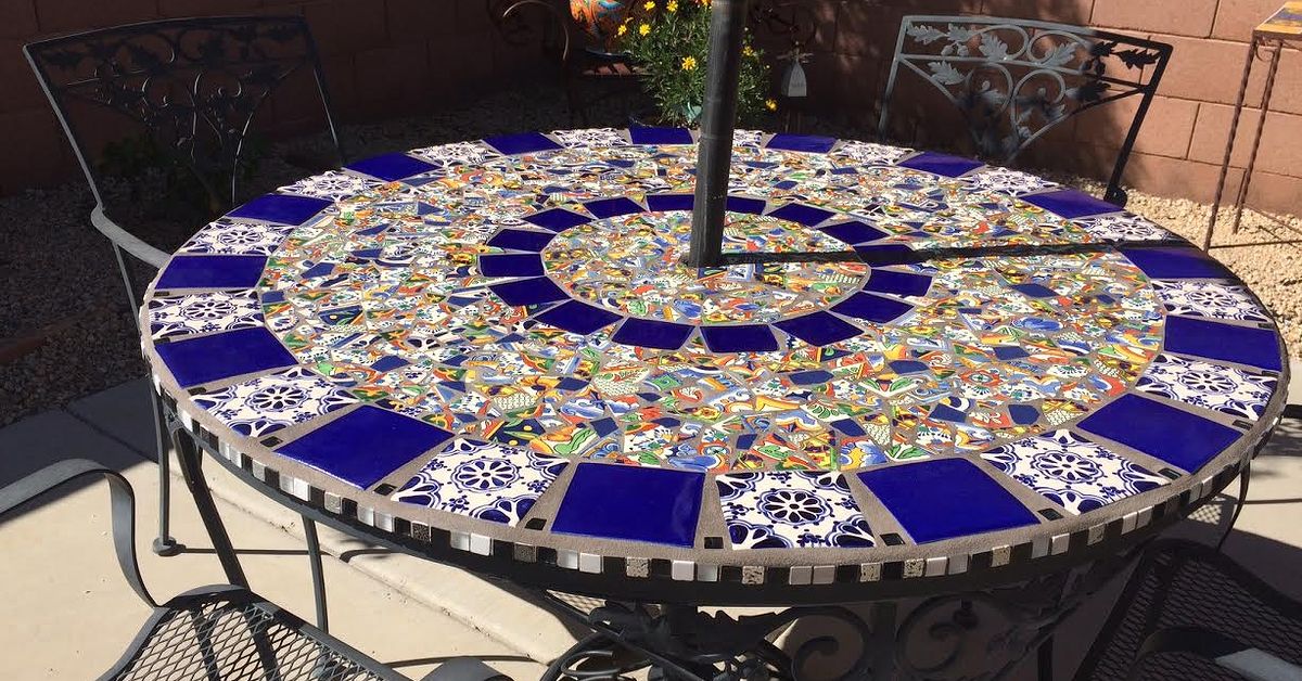 Cement Top Dining Table Shefalitayal, Mosaic Tile Patio Set