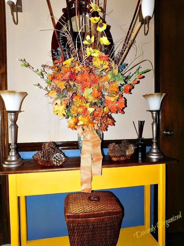 it s fall yall let s get colorful, foyer, home decor, painted furniture, window treatments