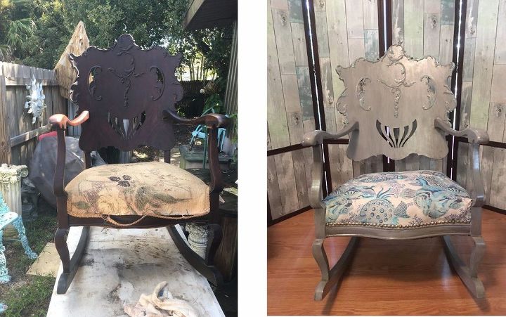antique victorian rocking chair make over, architecture, home decor, painted furniture, repurposing upcycling