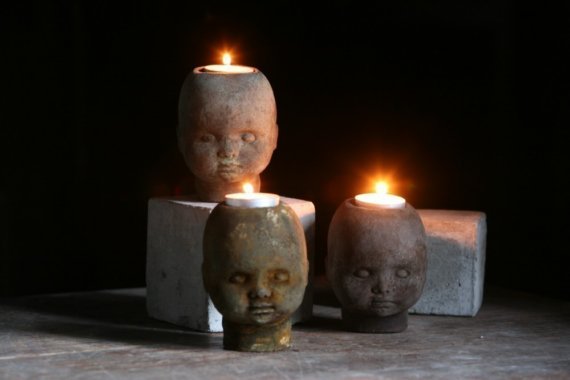 diy concrete skull candle holder, concrete masonry, crafts, halloween decorations, home decor, seasonal holiday decor