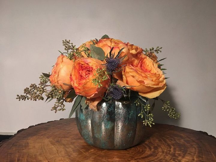 DIY mercury glass pumpkin centerpiece