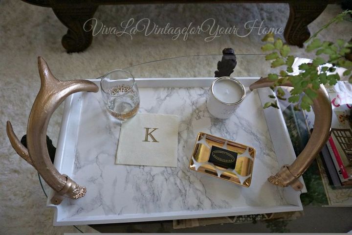 diy antler tray, flooring, pets animals, plumbing, tiling, The finished look of the high end tray