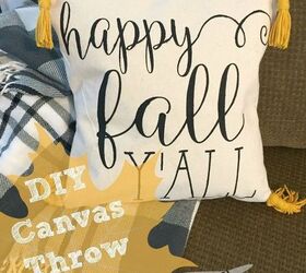 diy happy fall y all canvas throw pillow, home decor, how to, reupholster
