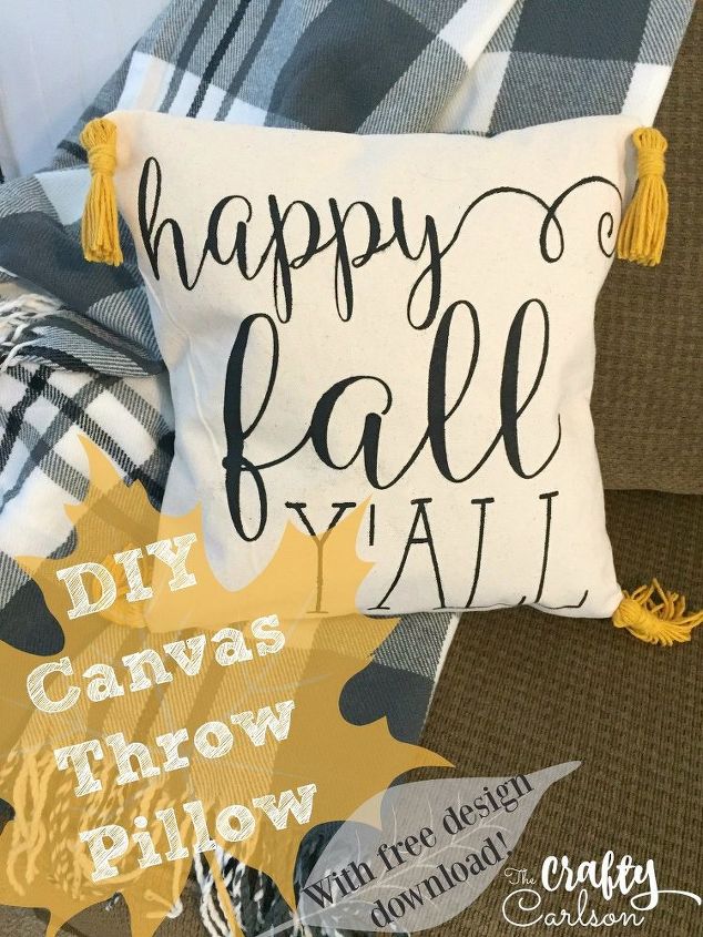 diy happy fall y all canvas throw pillow, home decor, how to, reupholster