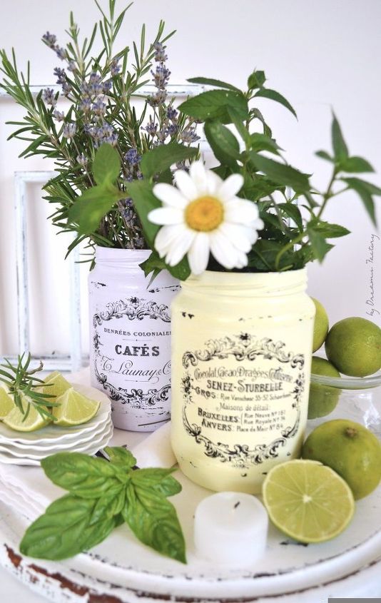 easy seasonal decorating with jars flowers fruits and fresh herbs, gardening