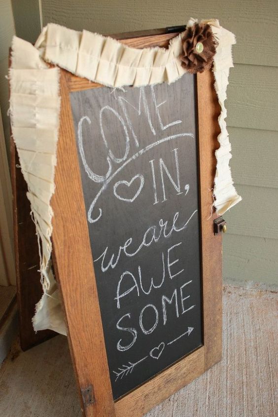 diy bistro sign from repurposed cabinet doors, chalkboard paint, crafts, doors, kitchen cabinets, kitchen design