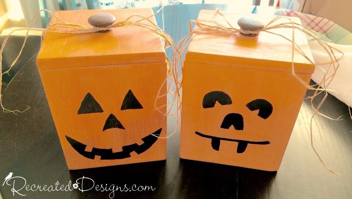 wood canisters turned jack o lanterns, chalk paint, crafts, halloween decorations, outdoor living, painting