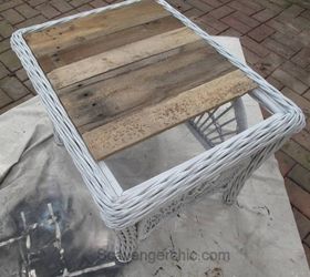 replacing table top glass for free , outdoor furniture, painted furniture, pallet, woodworking projects
